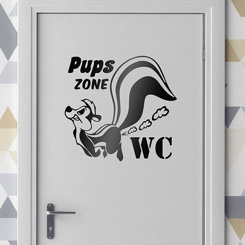 Vinilo Decorativo Baño Pups Zone Puerta