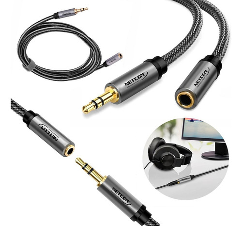 Cable Extensión De Audio Plug A Jack 3.5mm Trs Netcom 1.8 M