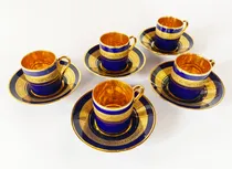 Comprar Juego 5 Tazas De Café De Porcelana Limoges Azul Cobalto