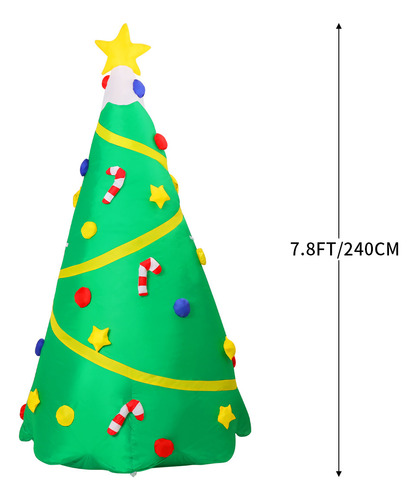 Árbol De Navidad Inflable Con Cinta Amarilla Navideña De 2,4