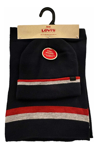 Combo Gorro Acolchado Y Bufanda Levis