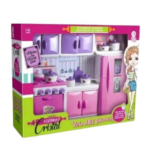 Imagem 10 de 10 de Cozinha Infantil Meninas Completa Coleção Cristal C/ Fogão