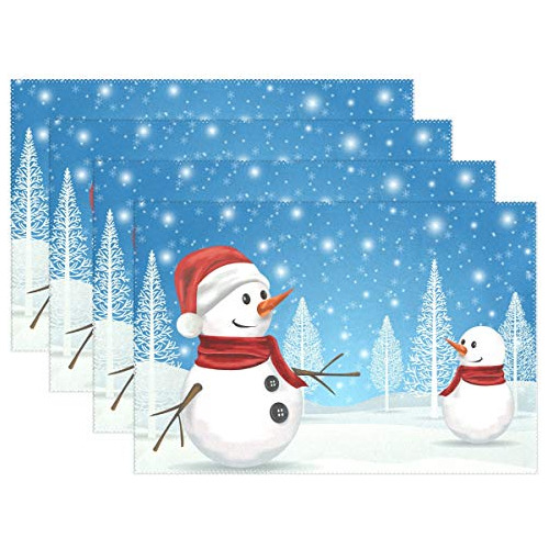 Invierno Snowman Snowflake Merry Christmas Placemats Vsghr