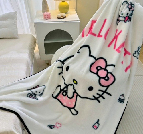 Manta Frizada Sanrio Original Blanco Liso