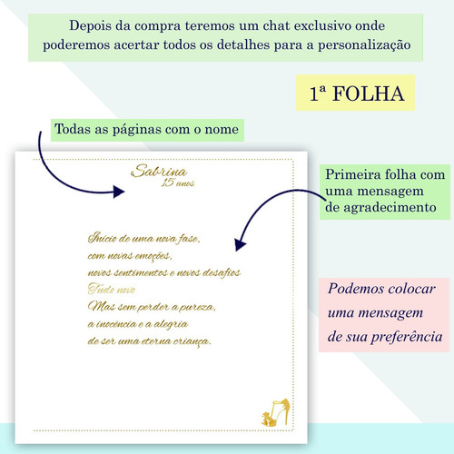 Imagem 7 de 7 de Caderno Personalizado 15 Anos Mensagens Dos Convidados