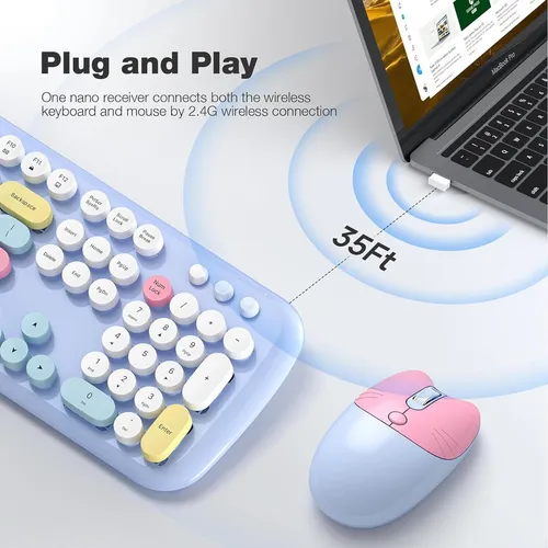 Kit Teclado E Mouse Sem Fio Mofii Zero 2,4 Ghz Azul