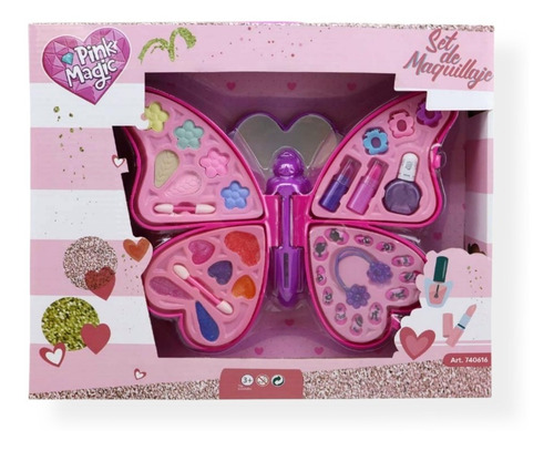 Imagen 1 de 3 de Maquillaje Para Nenas Cosmetica C/ Espejo Plegable Corazon