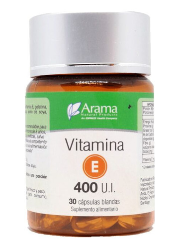 Vitamina E 400 Ui, 30 Cápsulas Blandas. 