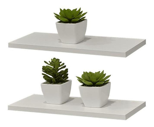 Imagem 2 de 7 de Kit 2 Prateleiras 40 X 20cm Branca Suporte Invisível