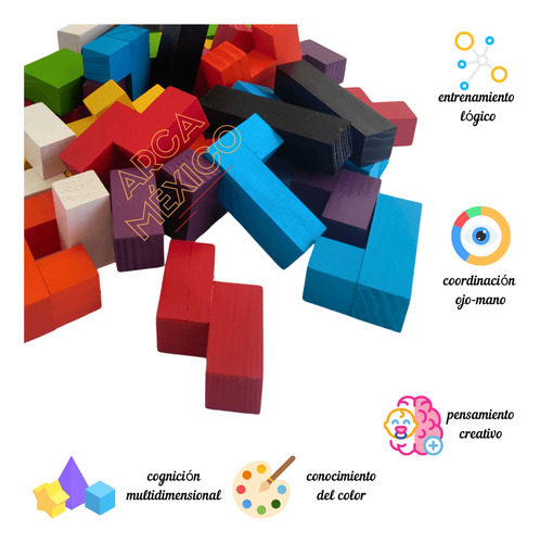 Tetris Madera 40 Piezas | Clásico Rompecabezas Juego De Mesa