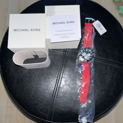 Reloj Michael Kors Mk8973 Rojo Con Negro Hombre Original