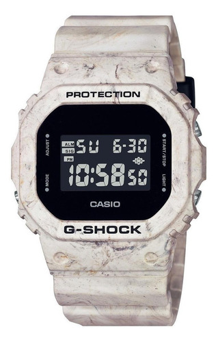 Relógio de pulso Casio G-Shock DW5600 com corpo mármore,  digital, para sem gênero, fundo  preto, com correia de resina cor mármore, subdials de cor cinza, ponteiro de minutos/segundos cinza, bisel cor mármore e negro, luz azul-verde e fivela simples