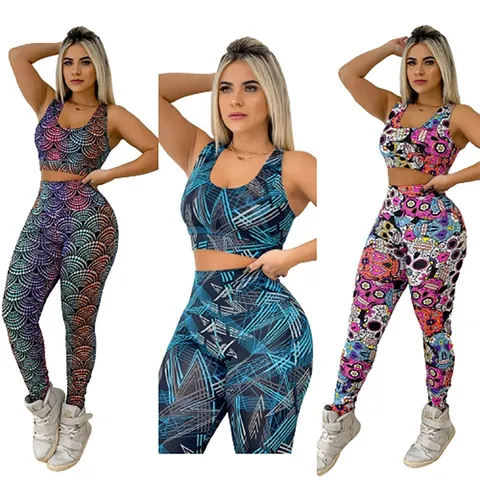 Roupa De Ginastica Feminino Academia 2 Legue + 2 Top + Brinde