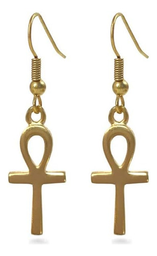 Pendientes Ankh Egipcio Acabado Dorado