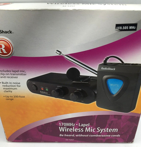 Radio Shack Lot Of 2 Wireless Mic System 170mhz Lapel 32 Aac