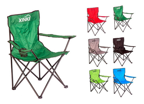 Silla Sillon Plegable Camping Playa Porta Vaso Modelo3 Color Verde Claro