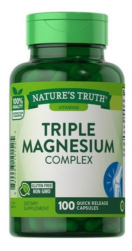 Complexo triplo de magnésio 400 mg - 100 cápsulas, sabor sem sabor
