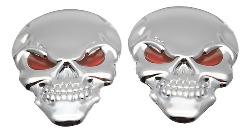 2 Piezas Cráneo Esqueleto Motocicleta Plata Etiqueta Diablo 