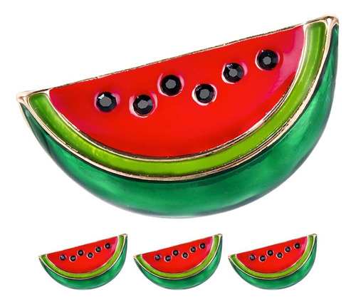 4 Uds. Pin Esmaltado De Sandía Broche Rojo Con Forma