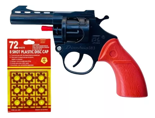 Pistola Cap Gun Arminha Brinquedo Prata Espoleta Plástico - Desconto no  Preço