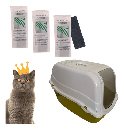 Baño Sanitario Cubierto Romeo Para Gatos + 3 Filtros