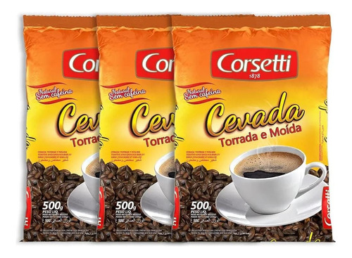 Cebada Corsetti Torrada Y Molida Sin Cafeína 500gr Pack X 3