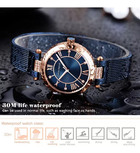 Relojes digitales de lujo para mujer / Correa magnética de acero inoxidable  LED con pantalla táctil de cuarzo / Elegante para mujer