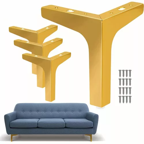 Pack de 4 patas cónicas rectas de repuesto para muebles de 20 cm negras y  doradas