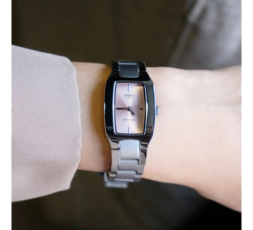 Reloj Casio Ltp-1165a-4c Plateado Y Rosa Para Dama