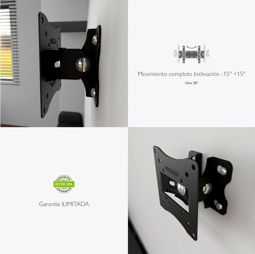 Imagen 5 de 5 de Soporte De Pared Tv Led 10-24'' Kpm-650 Inclinacion Y Giro