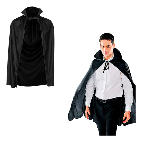 Capa Dracula Disfraz Vampiro Larga Disfraz Halloween 130cm 