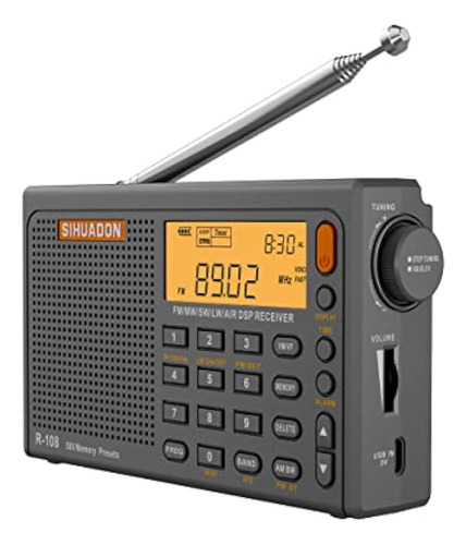 Sihuadon R108 Onda Corta Am Radio Fm Lw Mw Air Band Dsp Radi