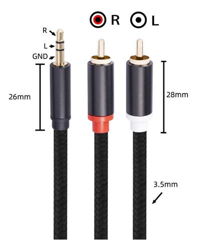 Rca A 3,5 Mm Y Splitter Altavoz Audiophiles 1,8 Millones
