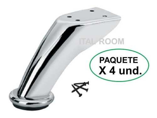 Pata Curva En Acero Cromado Para Muebles 09cm Pack X 4 Und