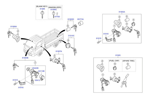 Imagen 3 de 4 de Juego Completo Cilindros Llaves Hyundai H100 C. Simple 12-17