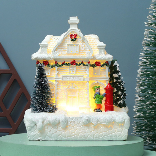 Mc Casa De Nieve Resplandeciente Adornos Navideños Little