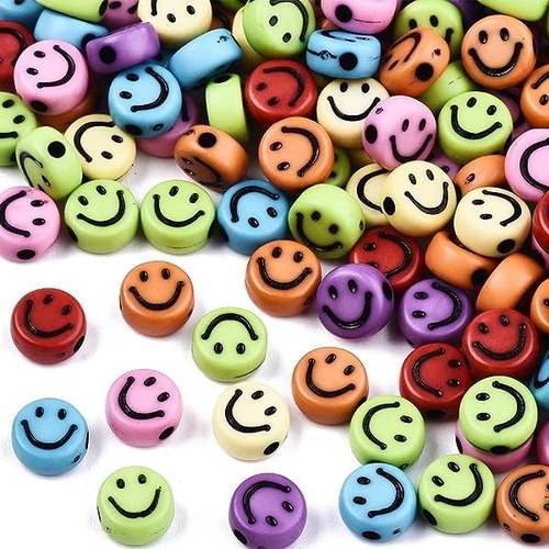 Cuentas Emoji Carita Feliz Colores 1000 Pz Pulsera Bisuteria