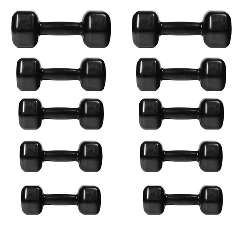 Kit Halteres Sextavados Emborrachados - Pares De 1 A 5 Kg