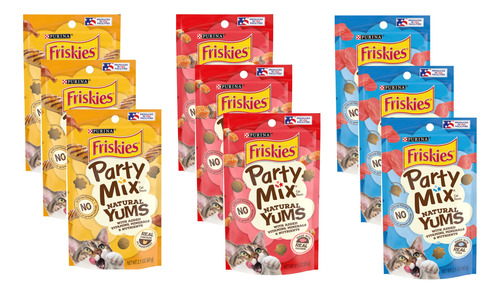 (9 Unidades) Friskie-party Mix Natural Yums Con Paquetes De