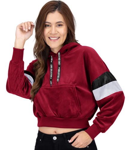  Hoddie Cropped Mujer Casual Capucha Ligera Roosevelt A209