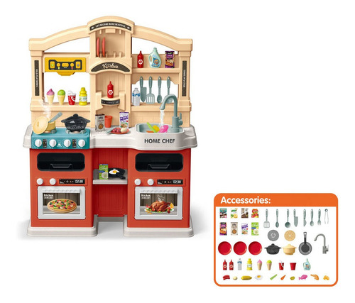 Cozinha Infantil Completa Som Luz Bolhas Magicas Vapor 83cm Cor Laranja