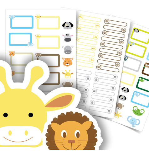 Etiquetas Personalizadas Escolares Animais Safari Kit Jumbo