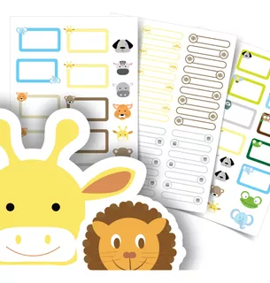 Etiquetas Personalizadas Escolares Animais Safari Kit Jumbo