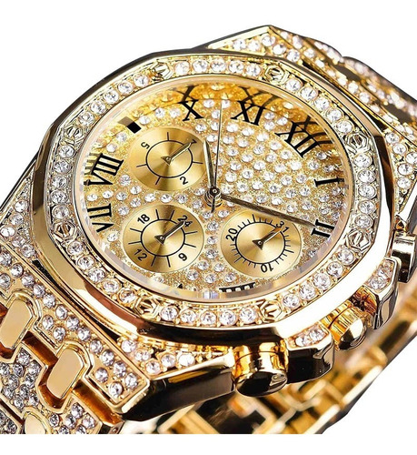 Los Hombres De Moda Diamante Marca De Lujo Oro Reloj De Cuar