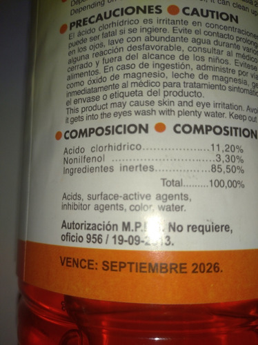 Imagen 5 de 5 de Limpotex Limpiador Superficies De Cemento 1,430l