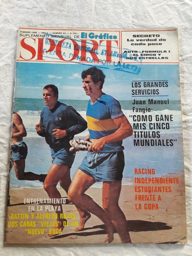 Revista El Grafico Sport N° 42 1968 Fangio Boca Estudiantes