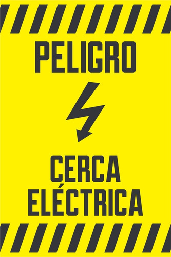 Cartel Pvc Cuidado Cerca Eléctrica - Cerco Electrificado