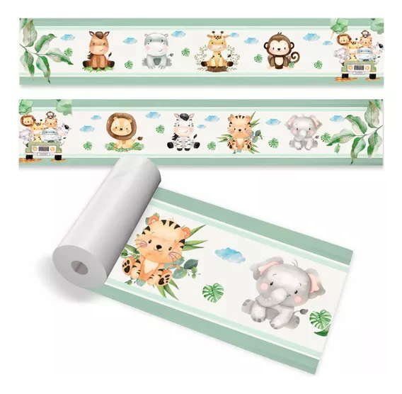 Faixa Decorativa Infantil Bebê Papel Parede Safari Animais