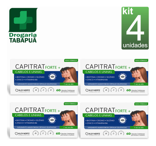 Kit 4 Capitrat Cabelos E Unhas 60caps Original Antiqueda