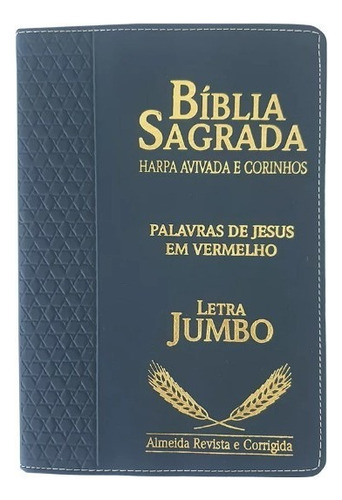 Bíblia Arc Letra Jumbo Harpa Capa Luxo Estrela Azul de Almeida Revista E Corrigida Editora Cpp Capa Mole Em Português 2019